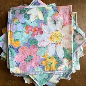 10 Vintage Floral Pastel Watercolor Cloth Napkins Cottagecore 18” Spring Garden